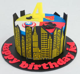 Super Heros 4th Birthday Birthday Cake